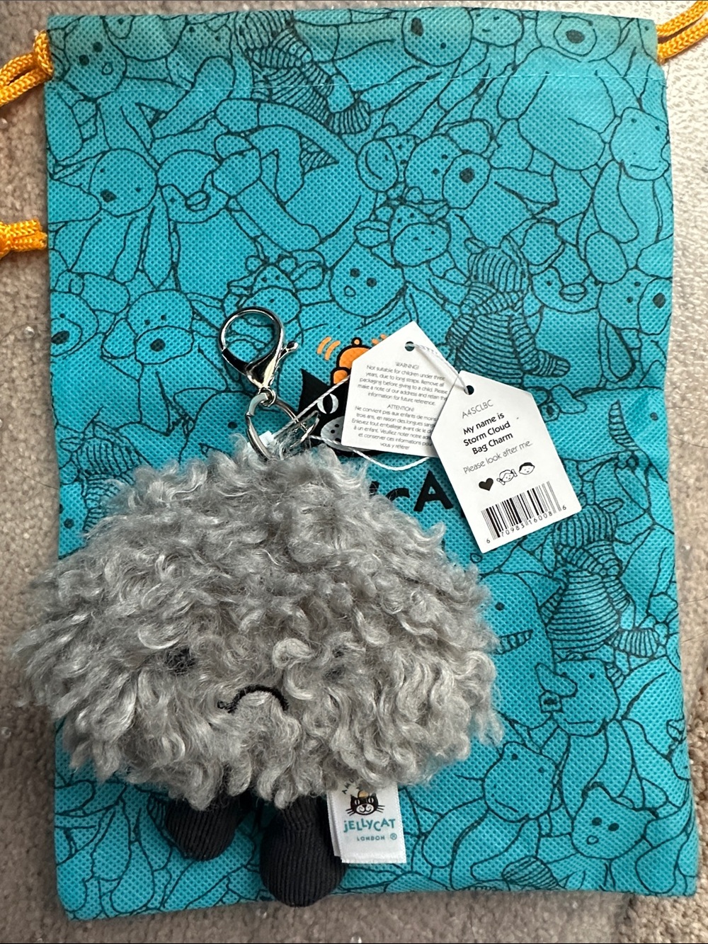 Jellycat Storm Cloud Plush Keychain